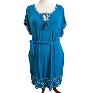 Lane Bryant Tassel Notch-Neck Short Sleeve Knee Length Dress Size 14/16